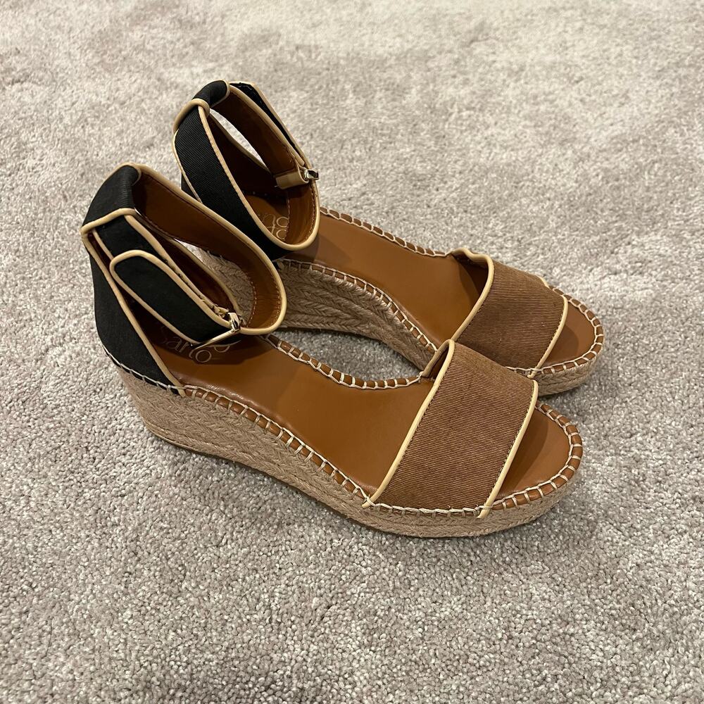 NWT Franco Sarto Women's Strappy Wedge Heel Black and Brown Size 8.5M - Picture 2 of 7